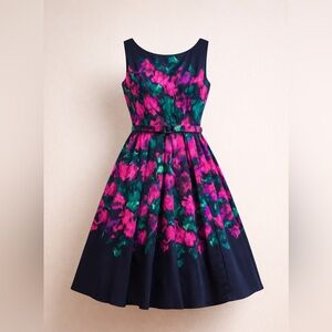 Eliza J Fit & Flare taffeta floral watercolor dress. Size 8